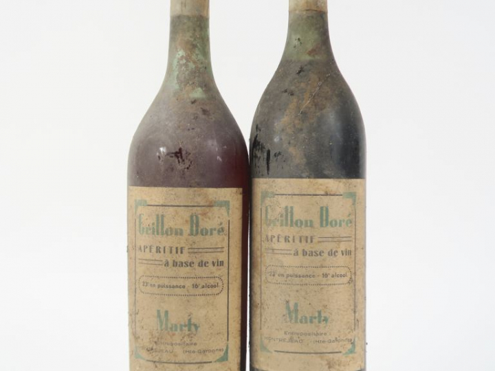 2 VIEILLES BOUTEILLES (1 L) GRILLON DORÉ MARTY - BS