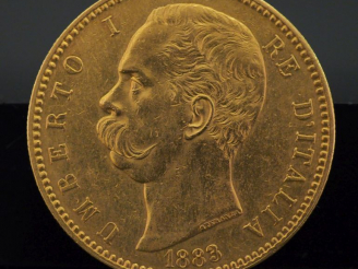 Vente aux enchères Pièce de 100 Lires or Umberto I, 1883-R.  Poids. 32,27 g FRAIS ACHETEU