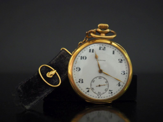 Vente aux enchères ZENITH Montre de gousset en or jaune.  Cadran à chiffres arabes pour l