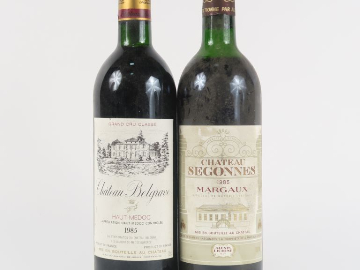 2 BOUTEILLES de 1985 : 1 CHÂTEAU BELGRAVE GCC HAUT MEDOC BG / 1 CHÂTEA