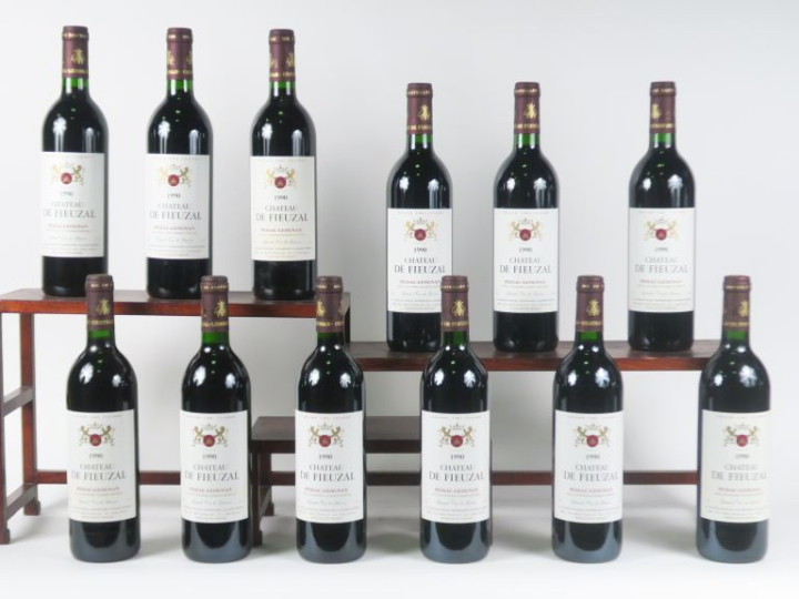 12 BOUTEILLES CHÂTEAU DE FIEUZAL GCC GRAVES - 1990 - CBO - 3 BG