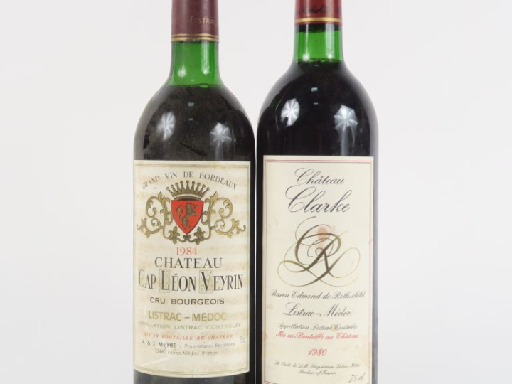 2 BOUTEILLES : 1 CHÂTEAU CLARKE LISTRAC MEDOC 1980 BG - 1 CHÂTEAU CAP 