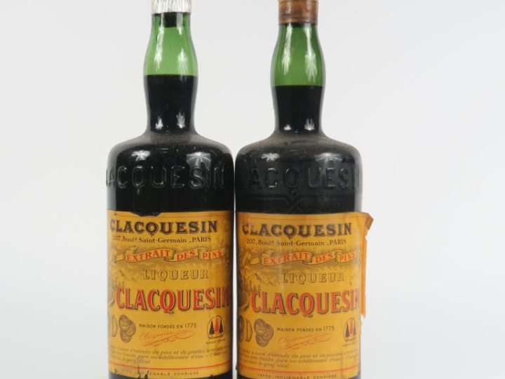 2 VIEILLES BOUTEILLES LIQUEUR CLACQUESIN - CAPS ÉTAIN
