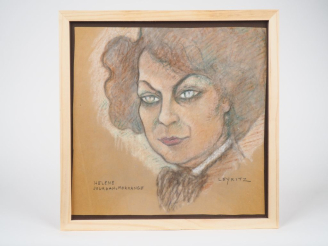 Vente aux enchères Léon Albert de LEYRITZ. "Portrait d'hélène Jourdan-Morhange". Dessin, 