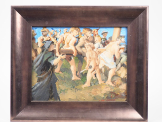 Vente aux enchères Jean MABLORD. "Le Christ portant sa Croix". Huile sur panneau, monogra