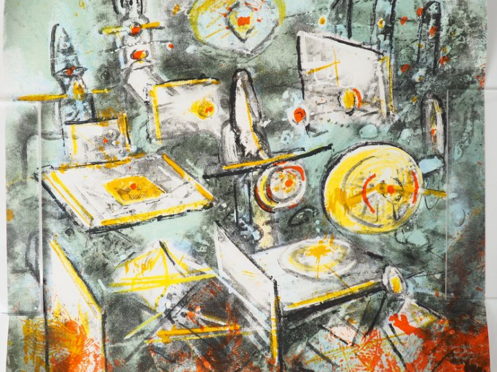 Roberto MATTA. "Sans titre". Lithographie en couleur contresignée en b
