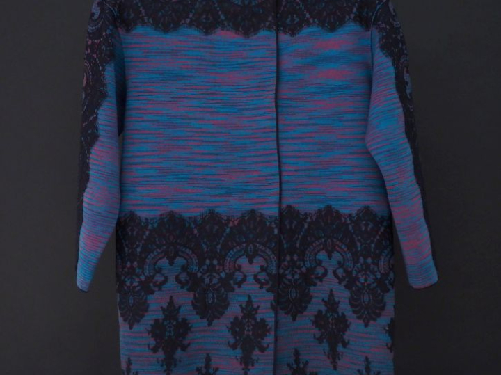 MISSONI Veste longue dans les tons rose, turquoise et noir en laine (7