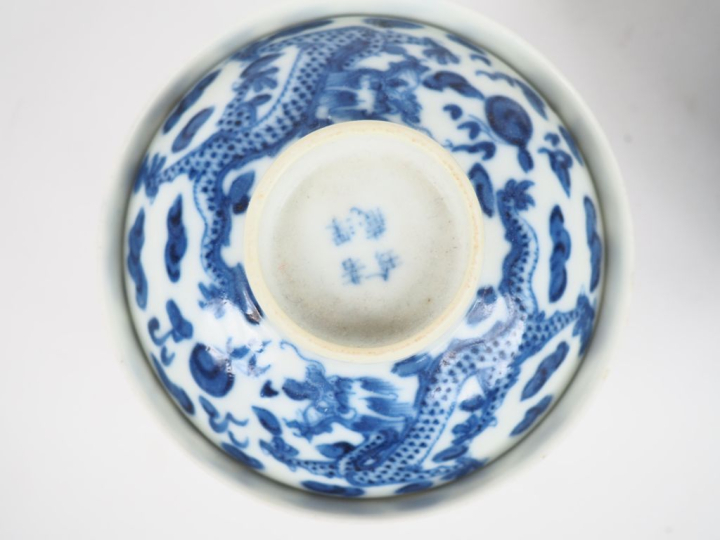 Indochine XIXème. Coupe en porcelaine de Hué à décor d'un lac et d'un 