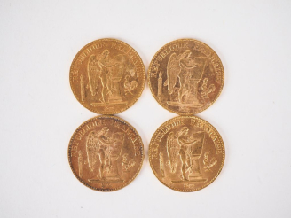 Vente aux enchères Quatre pièces de 20 Francs or, 1896-A (x2) et 1897-A (x2). FRAIS ACHET