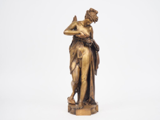 Vente aux enchères A. CARRIER-BELLEUSE. "Psychée". Sculpture en bronze à patine médaille 