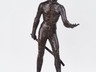 Vente aux enchères WAAGEN.  "Arlequin". Grande sculpture en régule à patine brune. H. 100