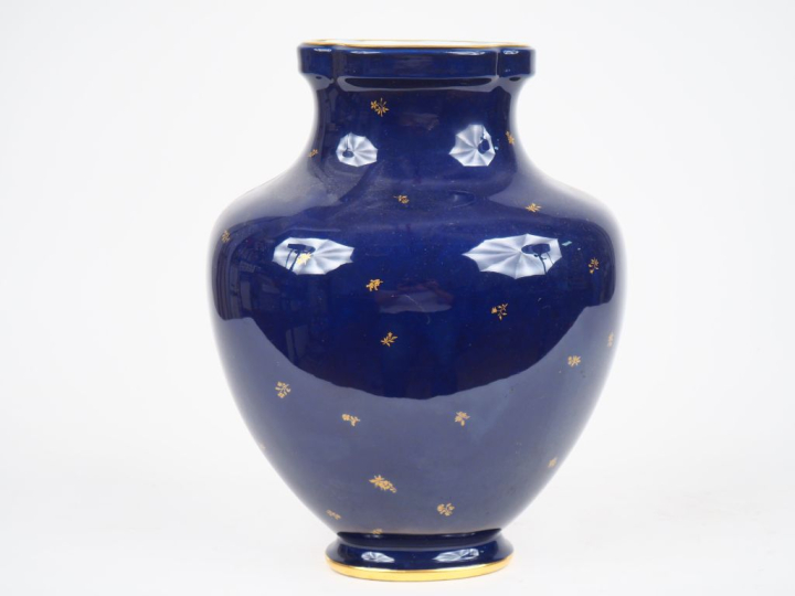 SEVRES.  Vase ovoide en porcelaine XXème à décor de semis de fleurs do