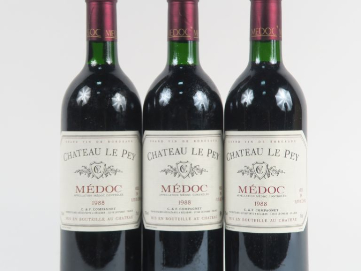 3 BOUTEILLES CHÂTEAU LE PEY MEDOC - 1988
