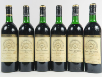 Vente aux enchères 6 BOUTEILLES CHAMBERT MARBUZET ST ESTEPHE - 1989 - 4 LB/2 HEP