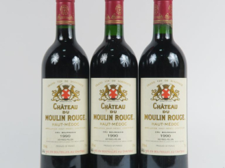 Vente aux enchères 3 BOUTEILLES CHÂTEAU MOULIN DU ROUGE CB HAUT MEDOC - 1990