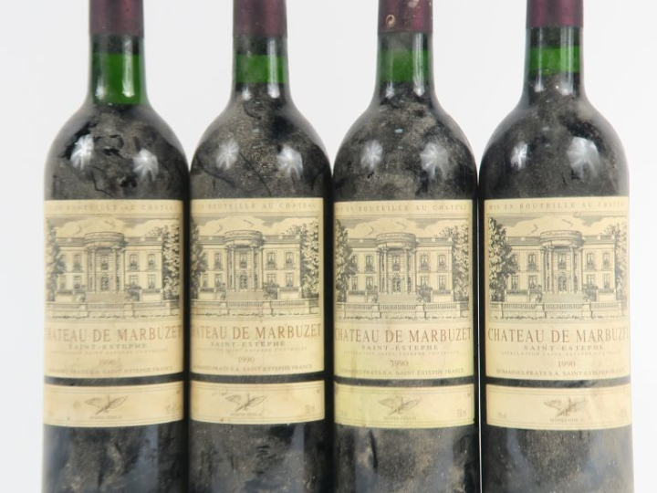 4 BOUTEILLES CHÂTEAU DE MARBUZET ST ESTEPHE - 1990 - BS