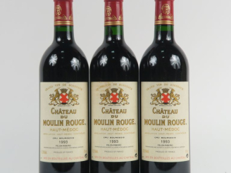 Vente aux enchères 3 BOUTEILLES CHÂTEAU MOULIN DU ROUGE CB HAUT MEDOC - 1993
