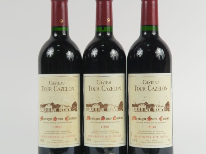 3 BOUTEILLES CHÂTEAU TOUR CAZELON MONTAGNE ST EMILION - 1998