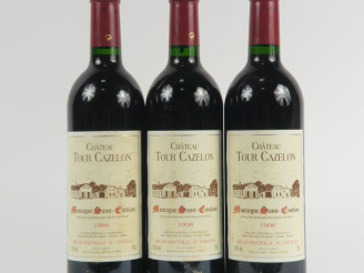 Vente aux enchères 3 BOUTEILLES CHÂTEAU TOUR CAZELON MONTAGNE ST EMILION - 1998