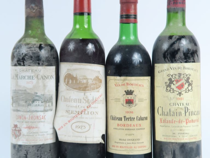 4 BOUTEILLES : 1 CHÂTEAU SOUTARD GCC ST EMILION 1973 MEP/BEP - 1 CHÂTE