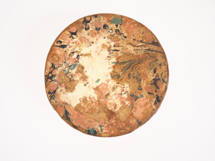 Etui à message XIXème en marqueterie de paille à décor polychrome de m
