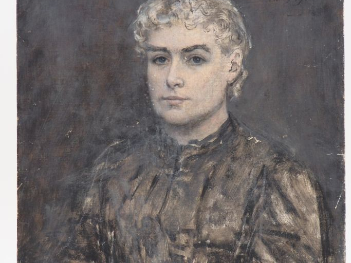 Jules BRETON. "Esquisse, portrait de Maman".  Huile sur toile, signée 