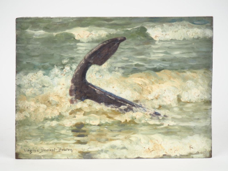Vente aux enchères Virginie DEMONT-BRETON. "L'ancre dans la vague".  Huile sur panneau, s