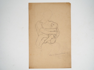 Vente aux enchères Virginie DEMONT-BRETON. "Etude, maternité".  Crayon, signé en bas à dr