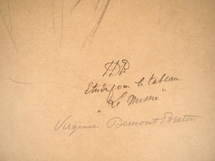 Virginie DEMONT-BRETON. "Etude, pour le Messie, Vierge".  Crayon, sign