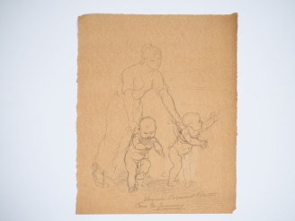 Vente aux enchères Virginie DEMONT-BRETON Deux "Etudes pour les jumeaux".  Paire de crayo