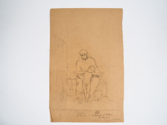 Vente aux enchères Virginie DEMONT-BRETON. "Etude pour le Messie".  Crayon, signé.  Dim. 