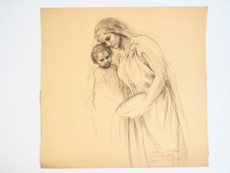 Vente aux enchères Virginie DEMONT-BRETON.  "Le Bon grain".  Crayon sur papier. Titré « A