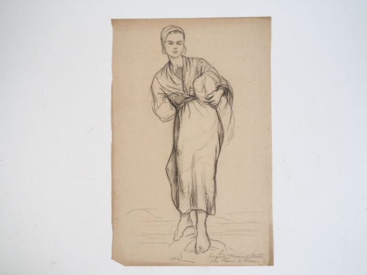 Virginie DEMONT-BRETON.  "Femme de pêcheur", 1880 Crayon sur papier. T