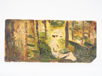 Vente aux enchères Mario CAVAGLIERI.  "Jeune femme assise sous les arbres, Térésina". Hui