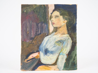 Vente aux enchères Mario CAVAGLIERI.  "Giulietta", buste de trois quart" Huile sur carton