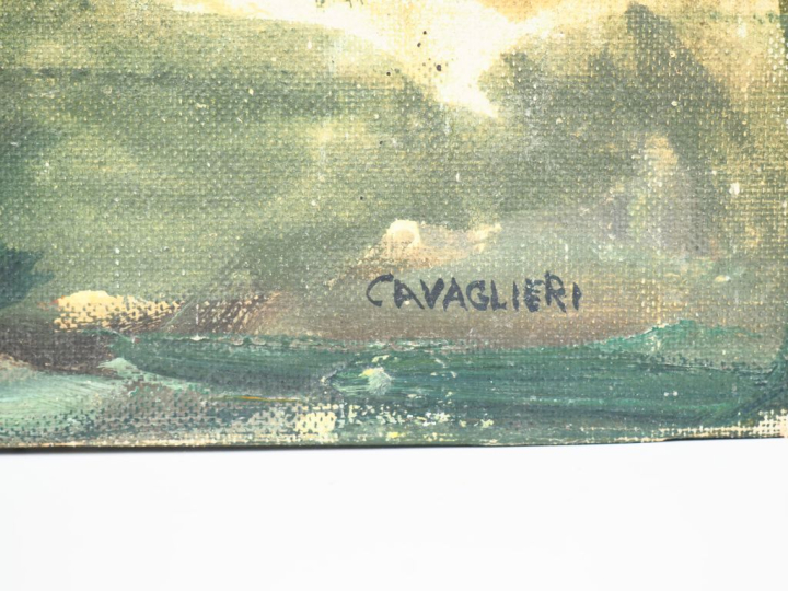 Mario CAVAGLIERI.  "les alpages" Huile sur toile, signée en bas à droi