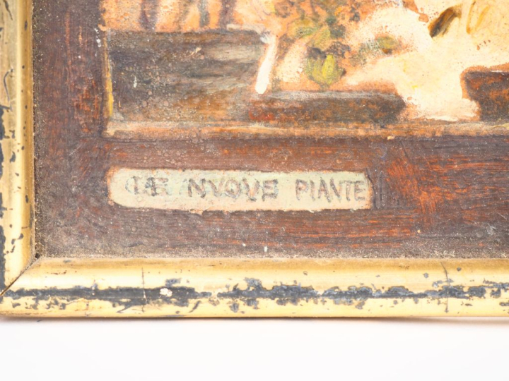 Mario CAVAGLIERI.  "lae nuevo piante"  Huile sur carton, signée en bas