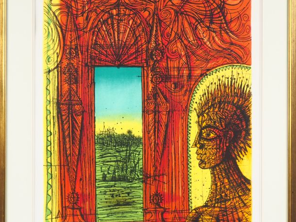 CARZOU.  "Fenêtre baroque". Lithographie en couleurs numérotée 13/95, 