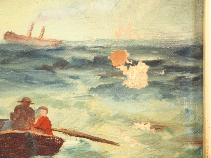 Anna CHAVARDES. "marine" Huile sur toile, signée en bas à gauche. Dim.