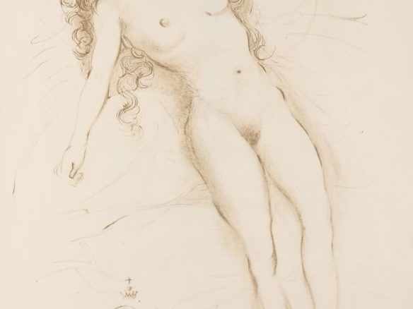Salvador DALI.  "Jeune femme nue". Lithographie signée en bas à droite
