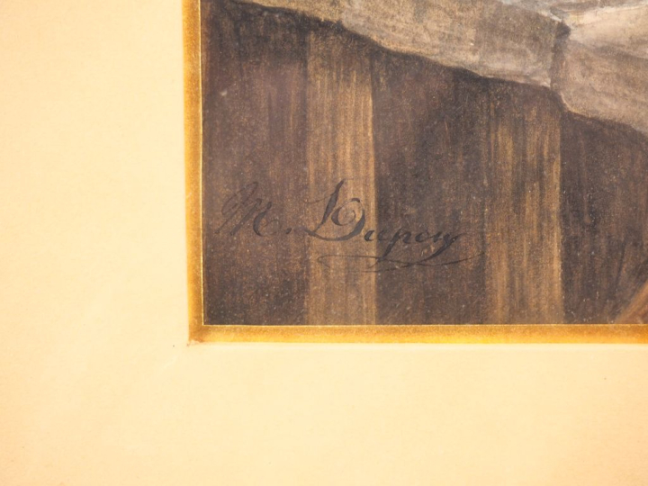 M. DUPUY. "les deux scribes".  Aquarelle XIXème, signée en bas à gauch