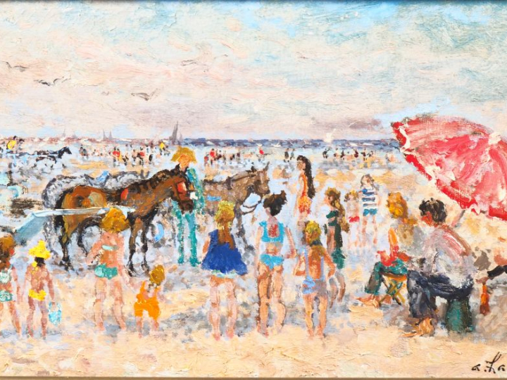 A. HAMBOURG.  "l'après midi par marée basse".  Huile sur toile, signée
