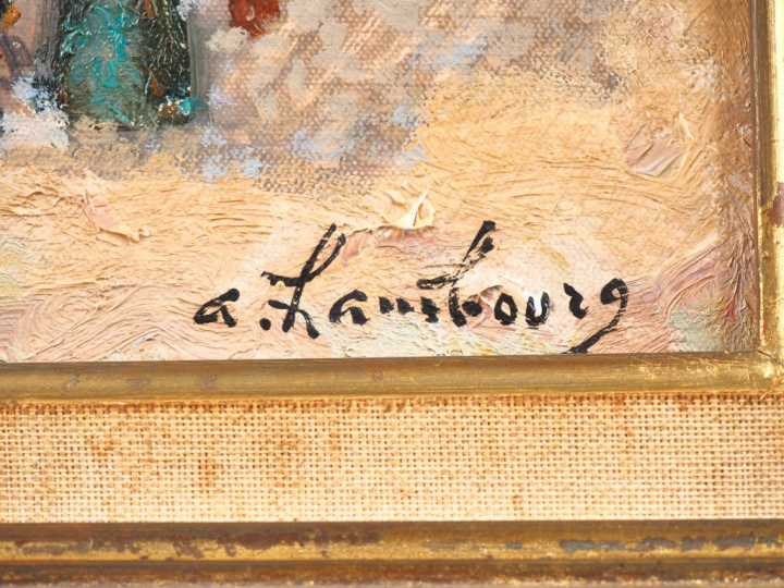 A. HAMBOURG.  "l'après midi par marée basse".  Huile sur toile, signée