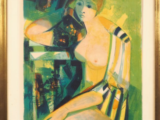 Vente aux enchères HILAIRE.  "jeune nue". Lithographie numérotée 152/300 et contresignée 