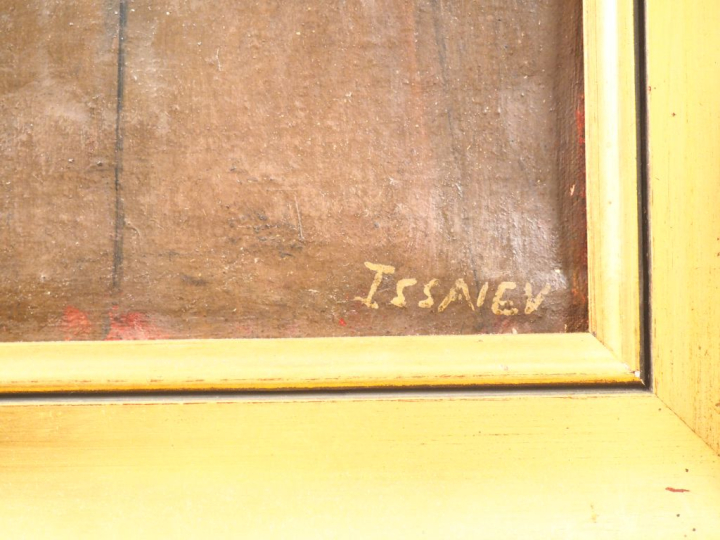 ISSAIEV.  "nature morte à luth" Huile sur toile, signée en bas à droit