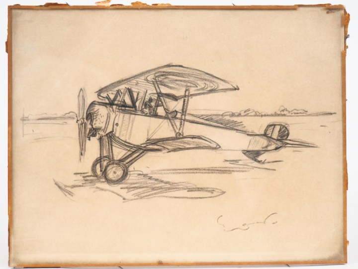 OTHON FRIEZ. "le bi plan" Dessin au crayon, signé en bas à droite. Dim