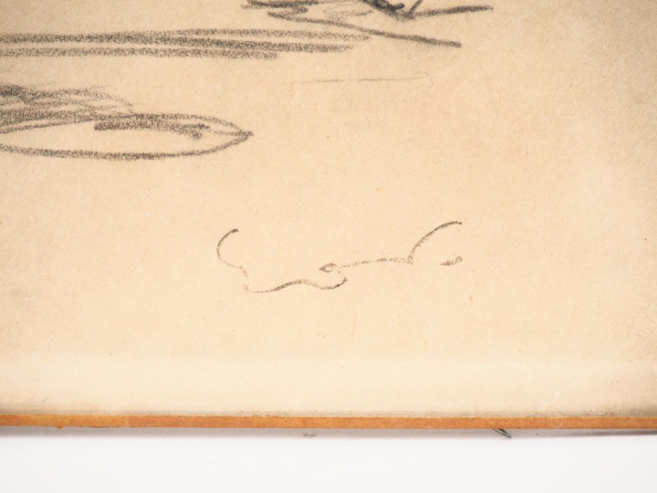 OTHON FRIEZ. "le bi plan" Dessin au crayon, signé en bas à droite. Dim