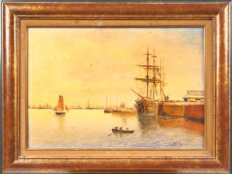 Vente aux enchères Carl RIBERT. "marine" Huile sur toile, signée en bas à droite. Dim. 38