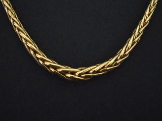 Vente aux enchères Collier souple en or jaune 750, maille palmier en chute.  Long. 45 cm 