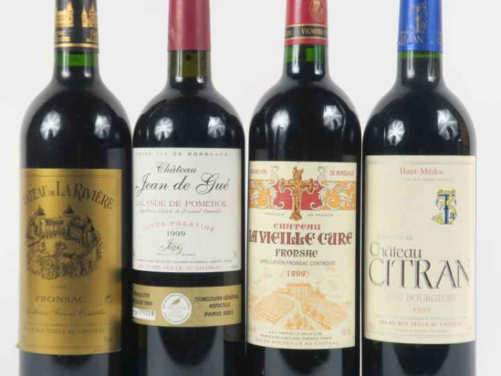 4 BOUTEILLES de 1999 : 1 CHÂTEAU CITRAN CB HAUT MEDOC - 1 CHÂTEAU DE L